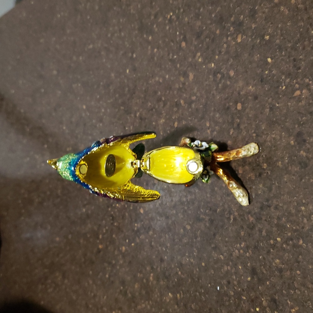 Hand Painted Enamel Bird Brass Trinket Home Decor Figurine Keepsake Collectible - Picture 6 of 10